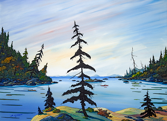 Chain Islands painting with Kayaks (part of the Broken Island group)