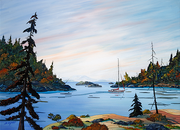 A Barry Tate painting of the Chain Islands- part of the Broken Island Group near Tofino BC