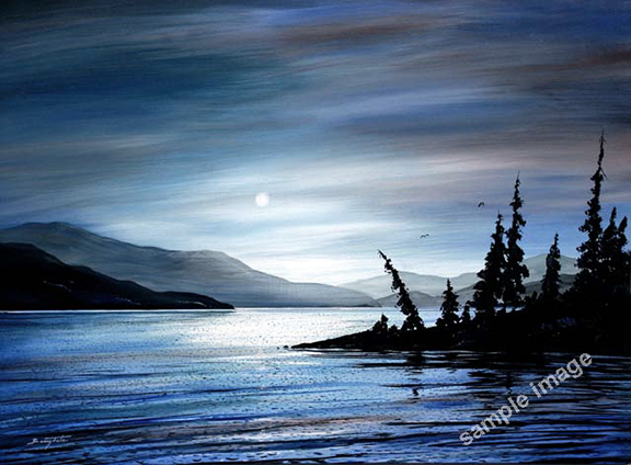 A blue theme Eagles flying home to Knapp Island at dusk near the Swartz Bay Ferry Terminal.