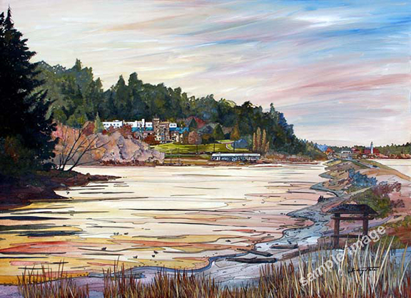 Esquimalt Lagoon and Royal Roads painting, by Barry Tate
