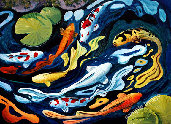 Koi fish and Feng Shui paintings by Barry Tate