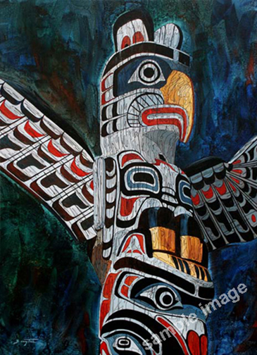 Thunderbird totem pole painting by Barry Tate