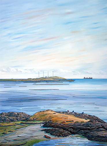 This is an acrylic painting of Trial Island near Victoria BC by Barry Tate